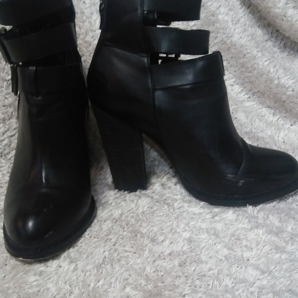 Black Buckle Strap Booties